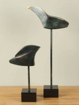 Statue Bronze Vogel 2 Stück