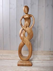 Statue Holz "Ouder/Kind" 80 cm. LE-15