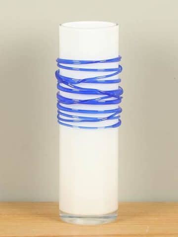 Vase Glas Spirale weiß/blau 29 cm