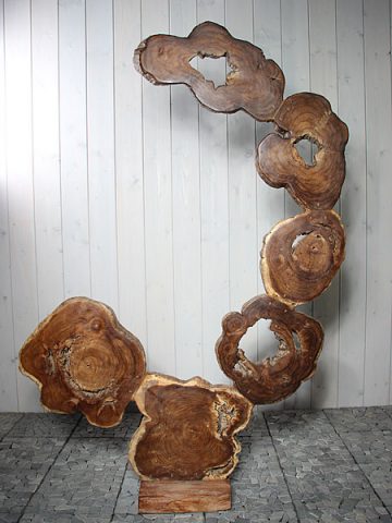 Skulptur Scheibe Teakholz LU-6