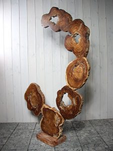 Skulptur Scheibe Teakholz LU-6