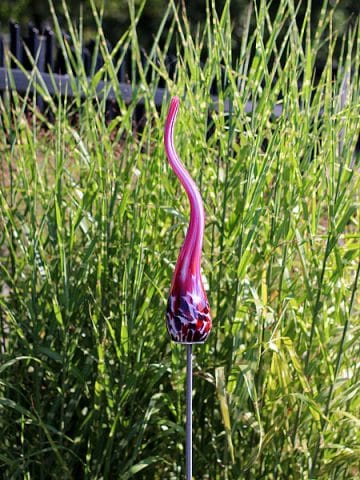 Gartenstecker aus Glas Miniflamme Rosa 105-1