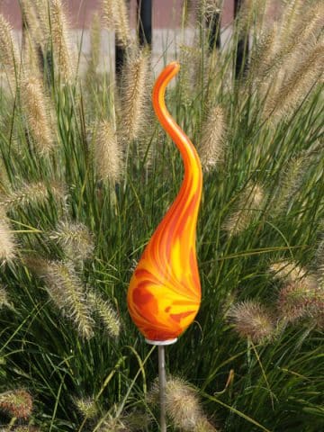 Gartenstecker aus Glas Miniflamme-XS Orange 105 M