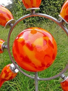 Gartenstecker aus Glas Sonne orange