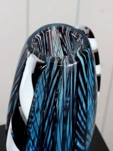 Vase Glas blau/schwarz GL10760