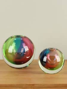 Ball Vase Glas Regenbogen 12 cm.