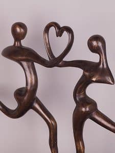 Statue Bronze 2 personen met hart