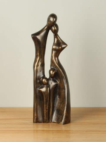 Statue Bronze Familie 2 Kinder