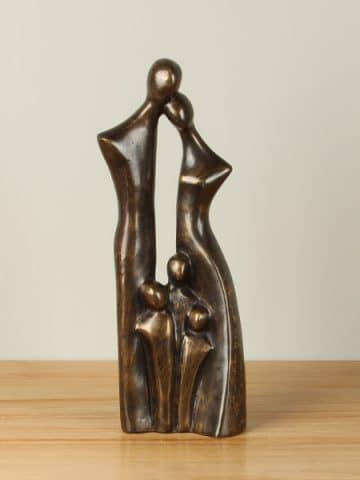 Statue Bronze Familie 3 Kinder