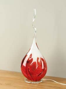 Glasdeko Tischlampe rot