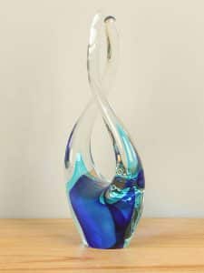 Glasskulptuur aqua/kobalt 24 cm. 2009RF