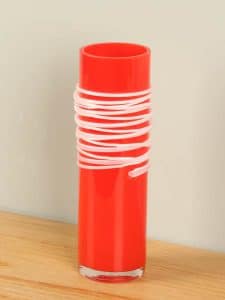 Vase Glas Spirale rot/weiß 29 cm