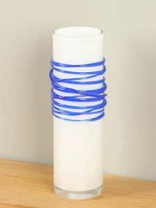 Vase Glas Spirale weiß/blau 29 cm