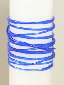 Vase Glas Spirale weiß/blau 29 cm