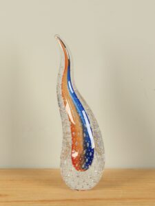 Dekofigur Glas Ringel Kristal orange/blau 24 cm