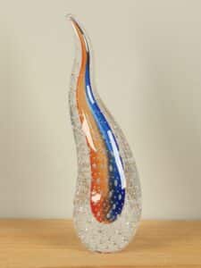 Dekofigur Glas Ringel Kristal orange/blau 30 cm