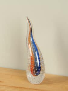 Dekofigur Glas Ringel Kristal orange/blau 24 cm