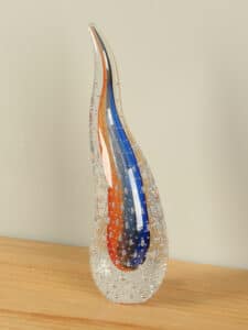 Dekofigur Glas Ringel Kristal orange/blau 30 cm