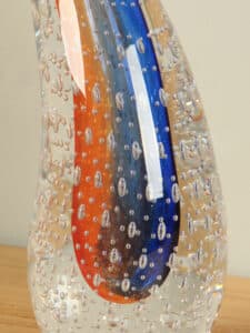 Dekofigur Glas Ringel Kristal orange/blau 24 cm