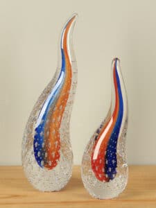 Dekofigur Glas Ringel Kristal orange/blau 24 cm