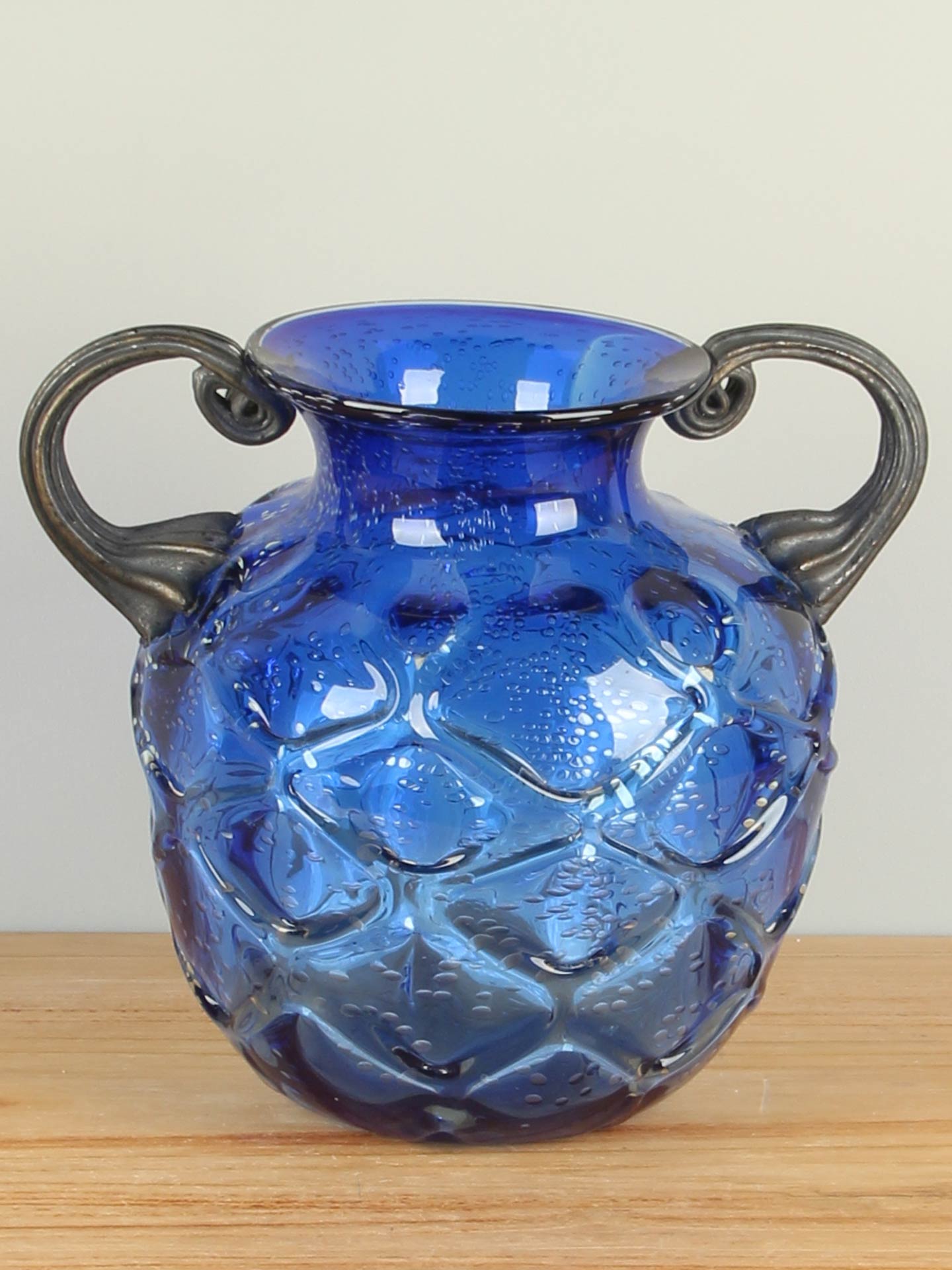 Glazen decoratie Petrovskiy pot blauw groot 23 cm