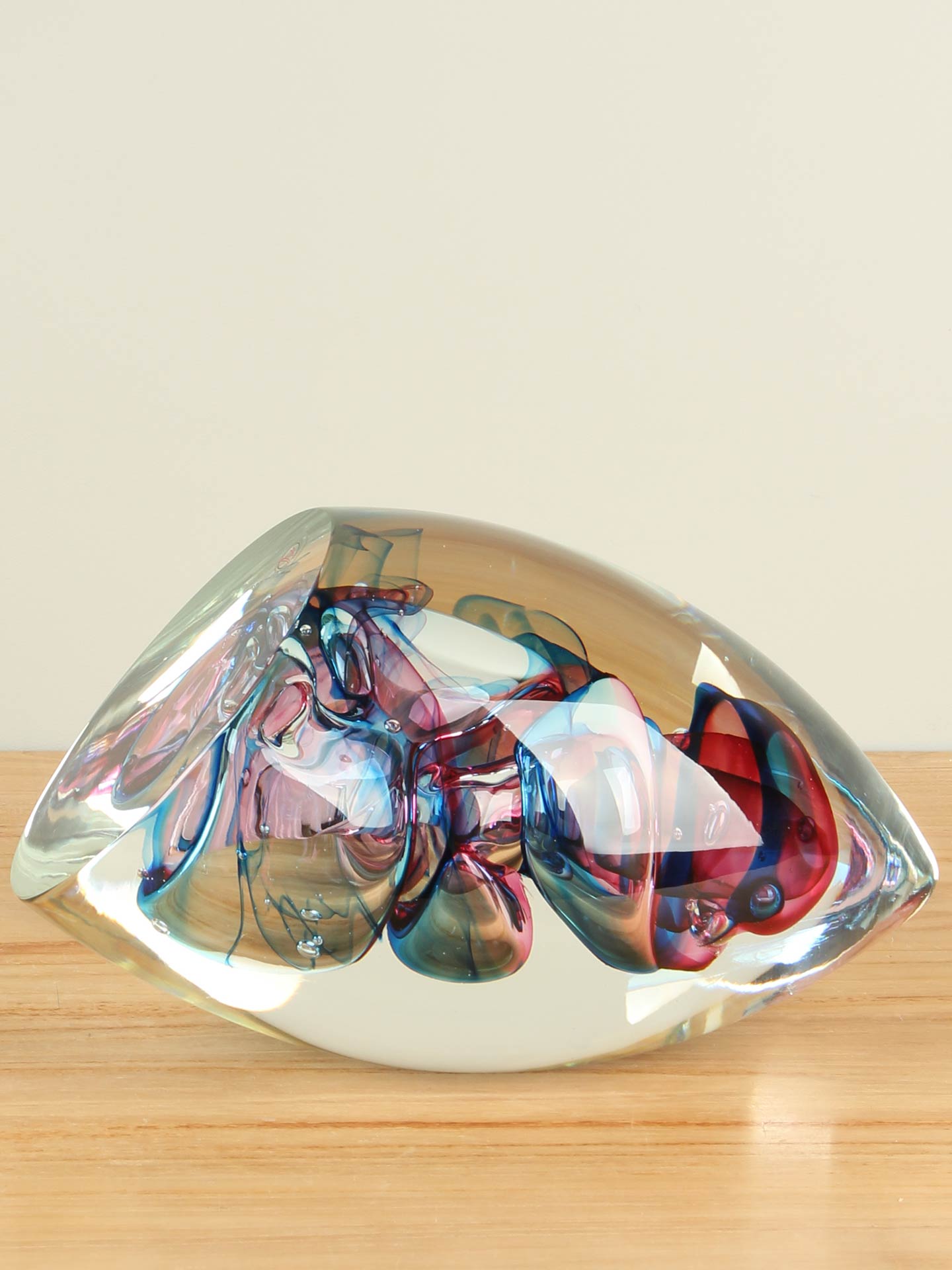 Kristallen object knoop blauw/roze