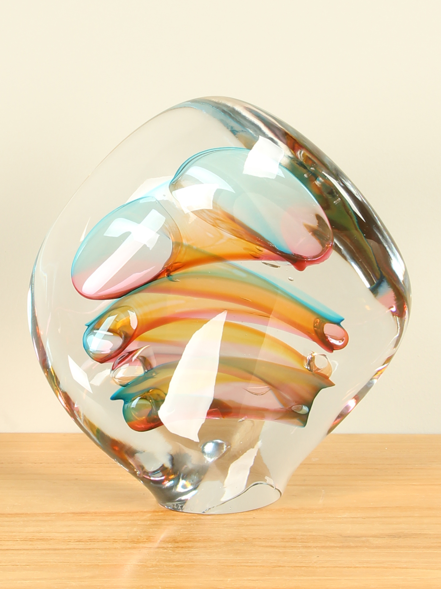 Glasdecoratie Kristal Swirl gekleurd, 25 cm