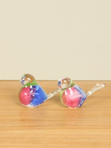 Set 2 glazen vogeltjes pastel kleur