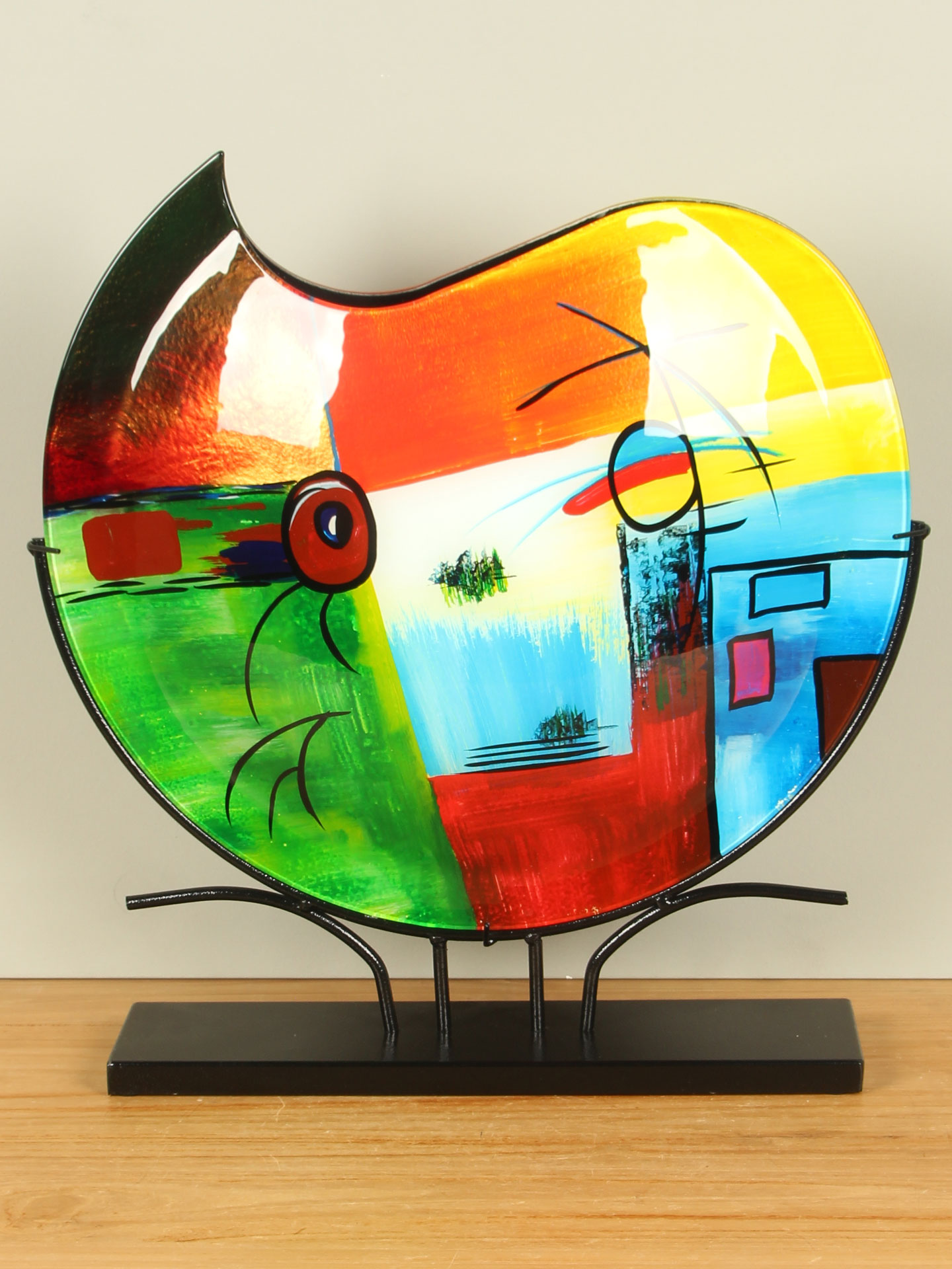 Glazen vaas Primaire kleuren op standaard, 48 cm