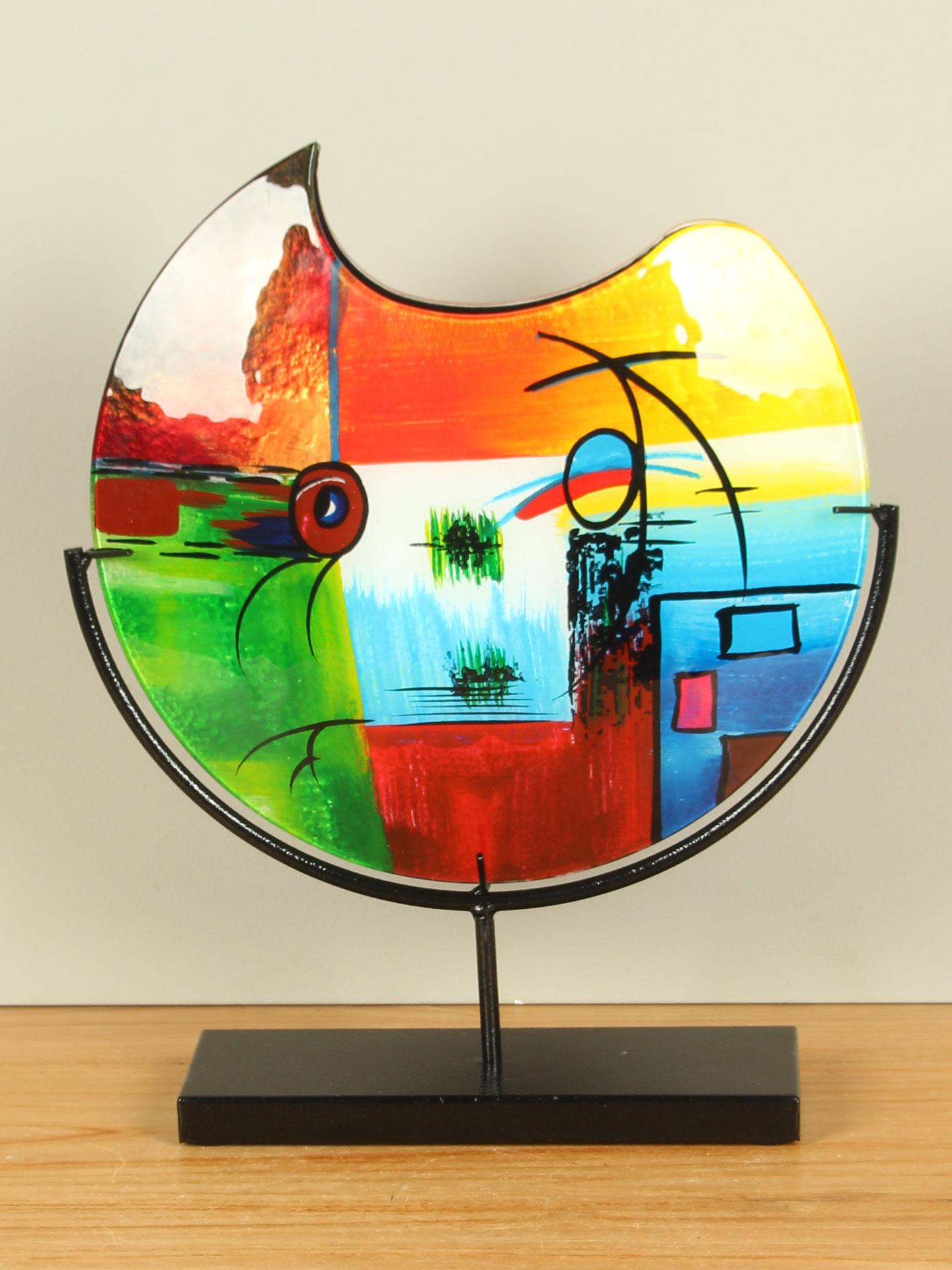 Glazen vaas Primaire kleuren op standaard, 38 cm