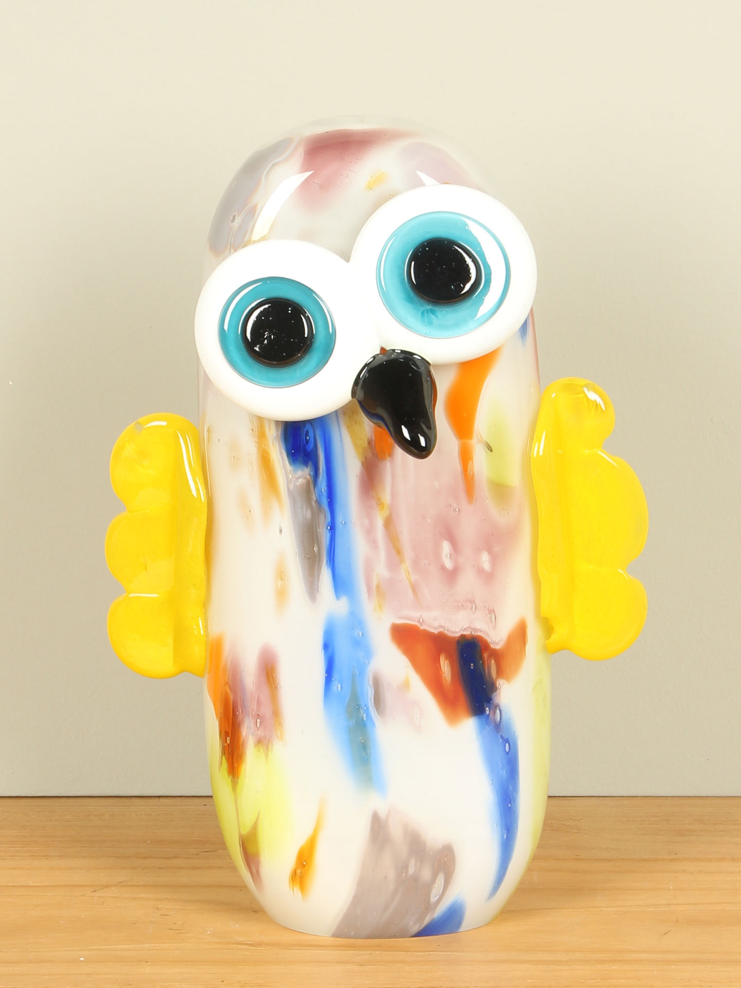 Decoratie glas, Uil multicolor, 28 cm