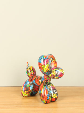Pop-Art ballonhondje, graffiti, 18 cm.