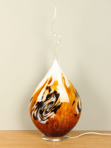 Glazen decolamp druppel oker/bruin