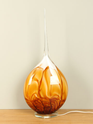 Glaskunst Schemerlamp oker met rechte punt