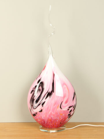 Glasdeko, tafellamp, rose/zwart