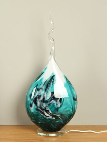 Glaskunst tafellamp, zeegroen