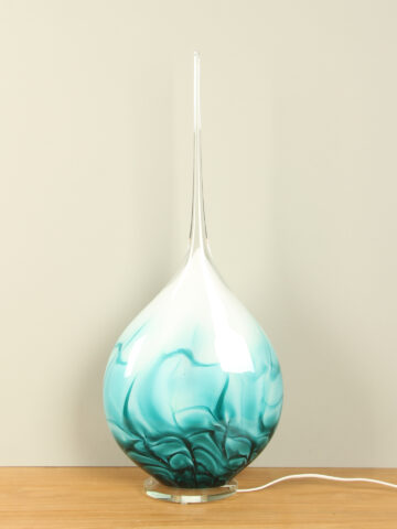 Glaskunst Schemerlamp zeegroen met rechte punt