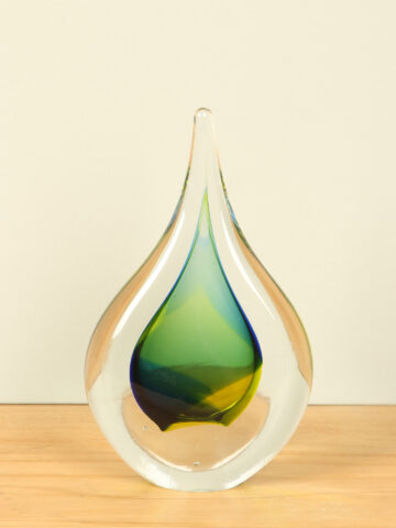 Druppel groen/geel, 16 cm
