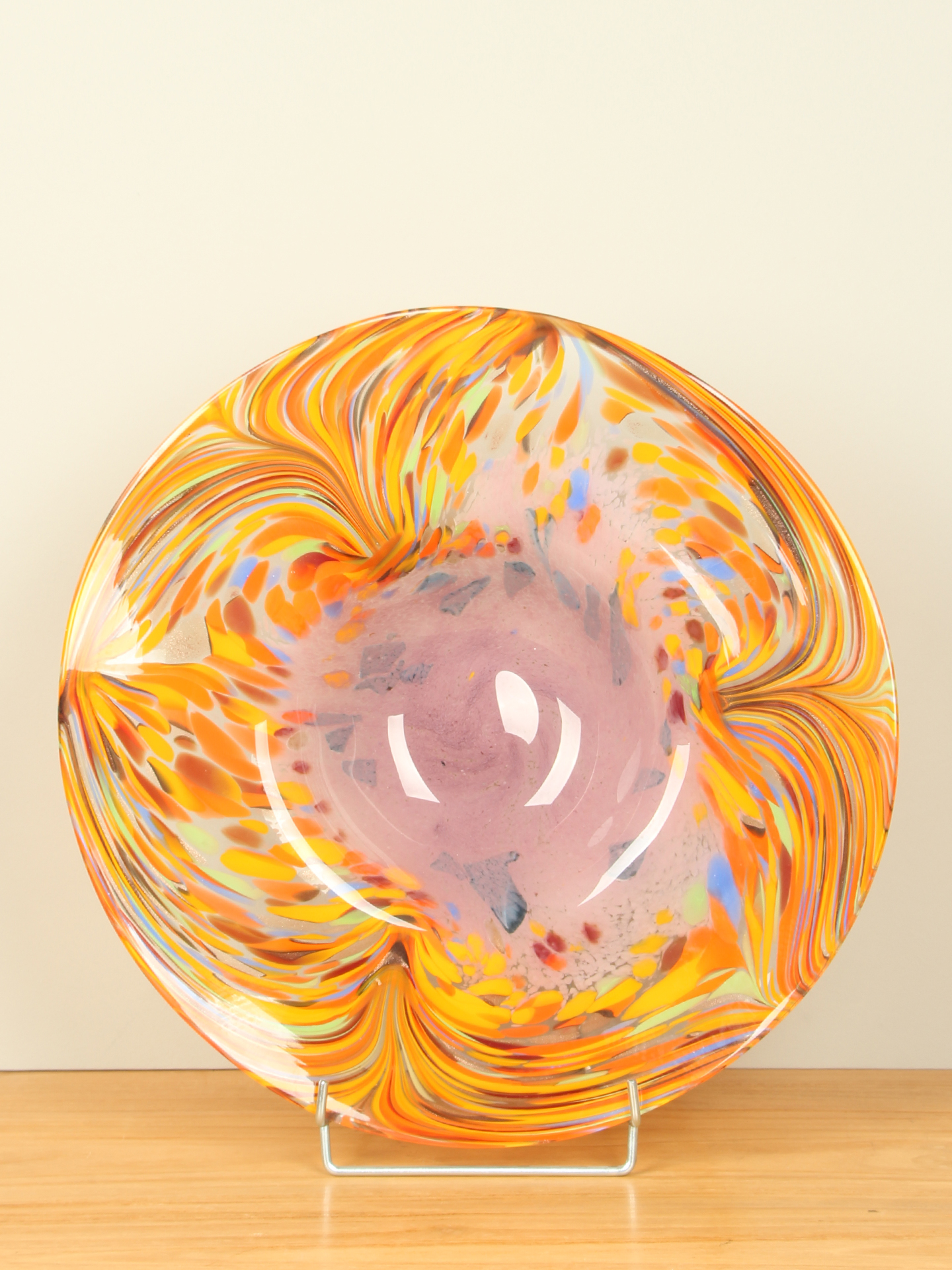 Glazen schaal oranje, Ø 41 cm