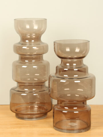 Set vazen uit glas, bruin