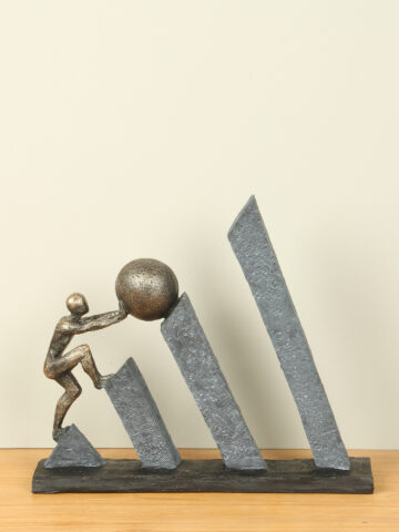 Beeld bronslook Volharding, 28 cm